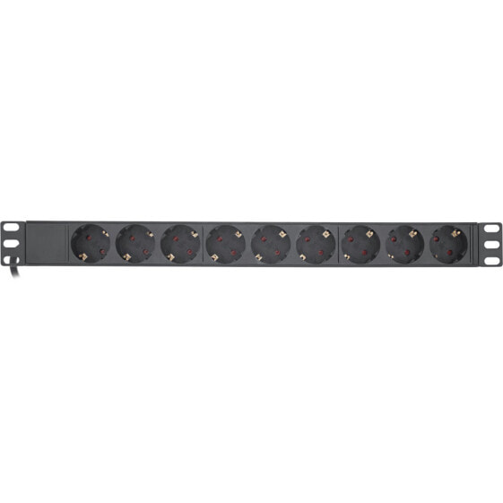 InLine 19" Socket strip - 9-way earthing contact - without switch - 2m - black