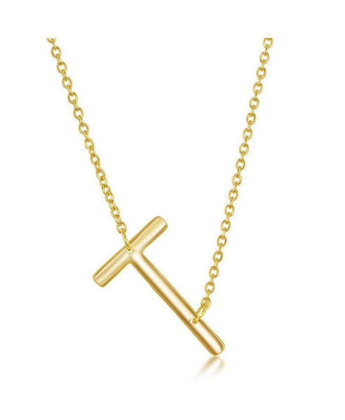Gold Tone Sideways Initial Necklace
