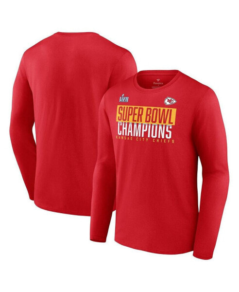 Men's Red Kansas City Chiefs Super Bowl LVII Champions Big and Tall Foam Finger Long Sleeve T-shirt