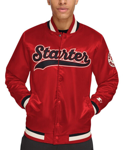 Men's Classic-Fit Satin Varsity Bomber Jacket