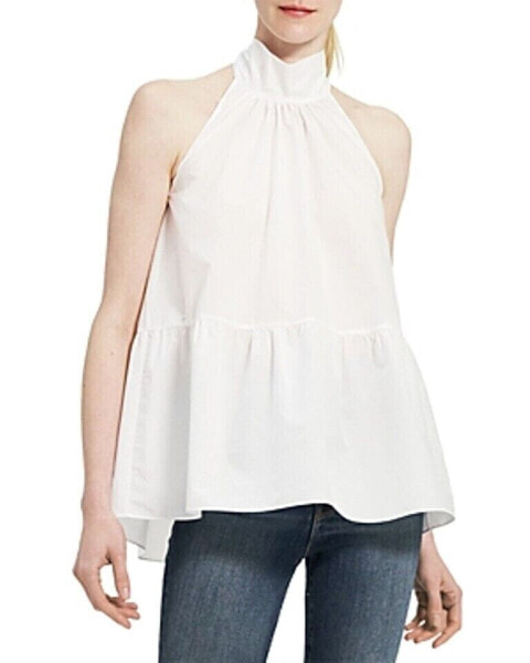 Theory Women's Tiered Halter Top White Size L