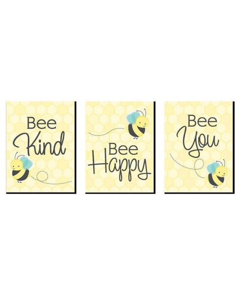 Honey Bee - Wall Art Room Decor - Gift Ideas - 7.5 x 10 inches - Set of 3 Prints