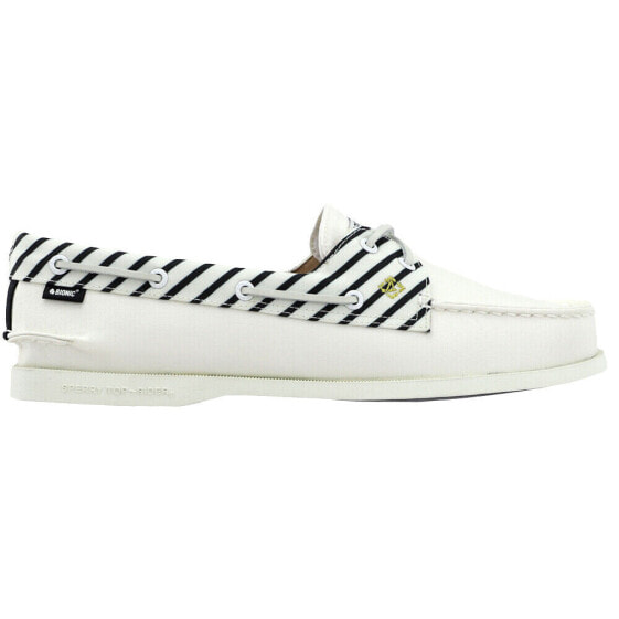 Sperry Authentic Original 2Eye Bionic Striped Boat Womens Off White Flats Casua