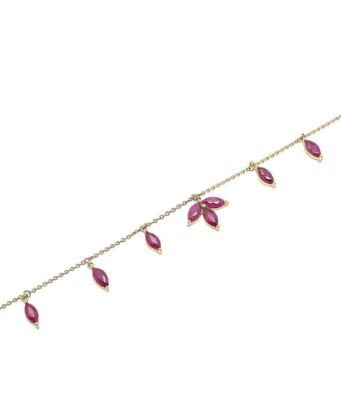 Lab-Grown Ruby Marquise Dangle Ankle Bracelet (2-1/4 ct. t.w.) in 14k Gold-Plated Sterling Silver