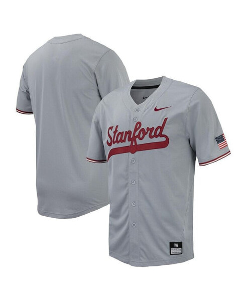 Men's Gray Stanford Cardinal Replica Full-Button Baseball Jersey