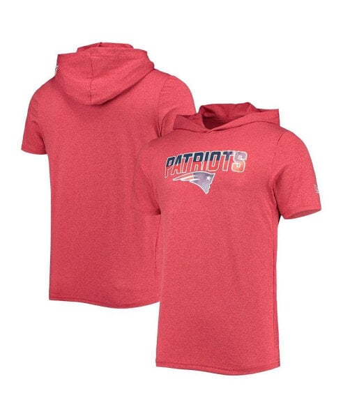 Men's Heathered Red New England Patriots Team Brushed Hoodie T-shirt