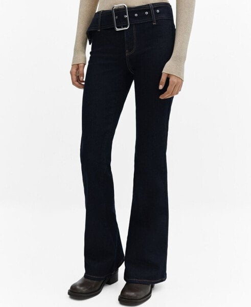 Women's Belt Detail Flared Jeans