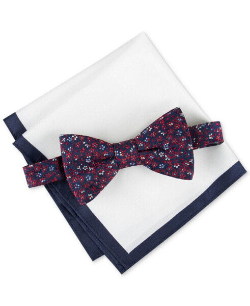 Men's Botanical Bow Tie & Tipped Pocket Square Set