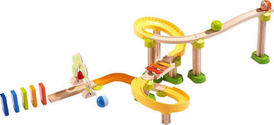 Haba 302056 - Kullerbü - Ball Track SIM-Sala-Kling, Wooden Ball Track with Exciting Construction Elements, Bell Gate and Jingle Staircase, 38 Components, Toy from 2 Years