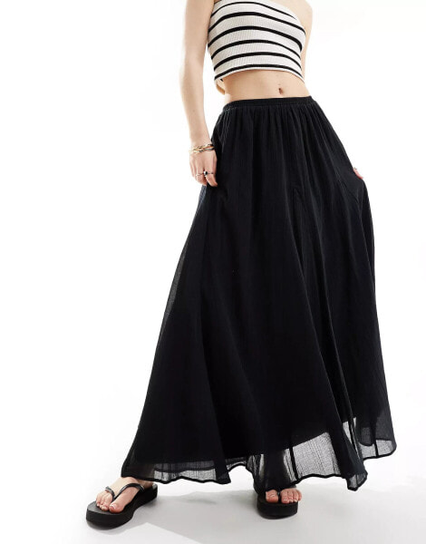 ASOS DESIGN maxi skirt with godet detail in black