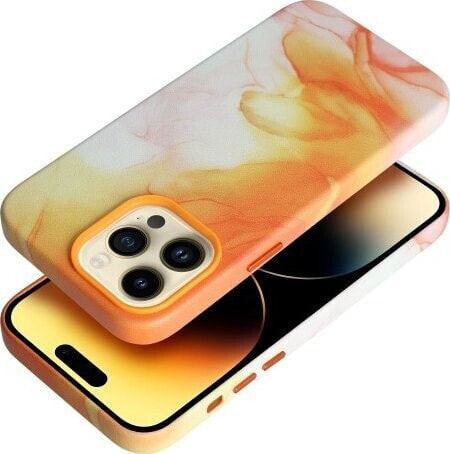 OEM Futerał LEATHER MAG COVER kompatybilny z MagSafe do IPHONE 12 Pro orange splash