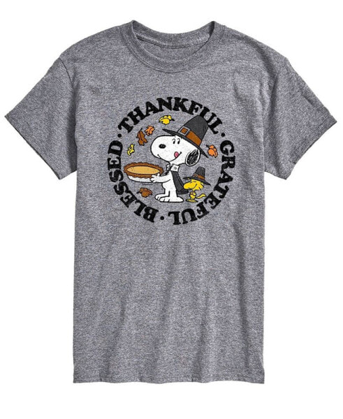 Men's Short Sleeve Peanuts Thankful Grateful Blessed T-shirt