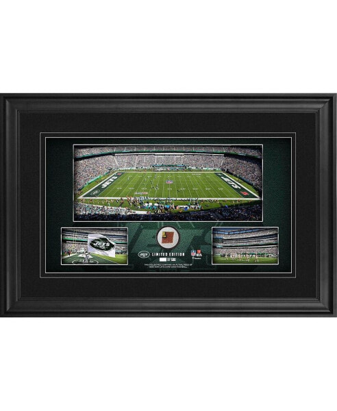 New York Jets Framed 10" x 18" Stadium Panoramic Collage with Game-Used Football - Limited Edition of 500