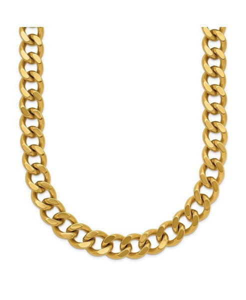 Chisel polished Yellow IP-plated 8mm Curb Chain Necklace
