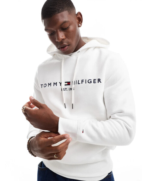 Tommy Hilfiger – Weißer Kapuzenpullover mit Logo