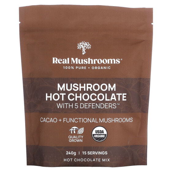 Real Mushrooms, Горячий шоколад с грибами и 5 защитниками, 240 г