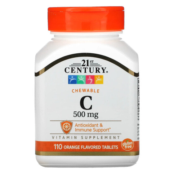 Витамин C жеваемый 21st Century, апельсиновый вкус, 500 мг, 110 таблеток