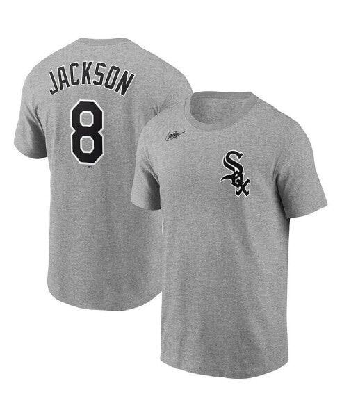 Футболка мужская с именной и номерной вышивкой Nike Bo Jackson Heathered Gray Chicago White Sox из коллекции Cooperstown