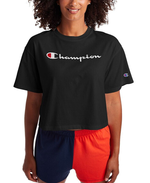 Футболка Champion женская с логотипом Script Logo Relax Cropped