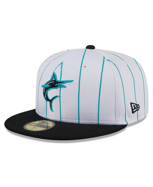 Головной убор New Era белый Miami Marlins 2024 Batting Practice 59FIFTY Fitted Hat