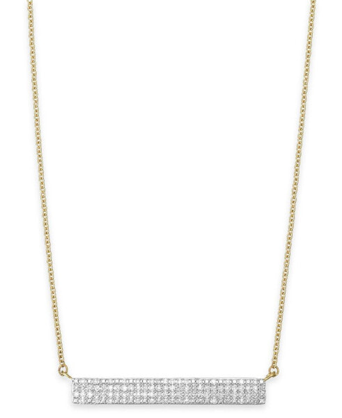 Wrapped diamond Pavé Bar Pendant Necklace (1/4 ct. t.w.) in 10k Gold, 16" + 2" extender, Created for Macy's