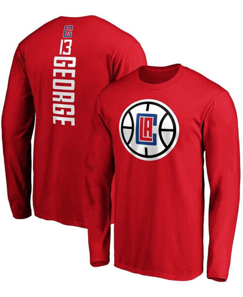 Men's Paul George Red LA Clippers Team Playmaker Name and Number Long Sleeve T-shirt