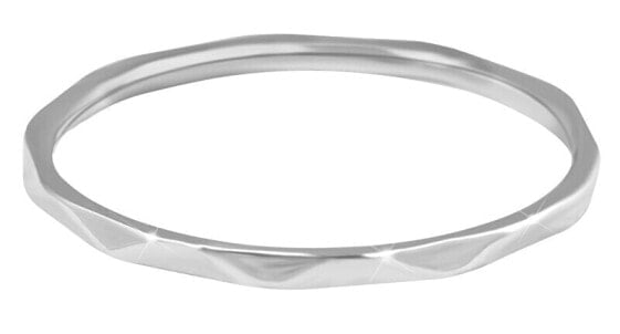 Minimalist steel ring with a fine Silver pattern