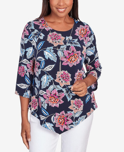 Petite Classic Puff Floral Necklace Top