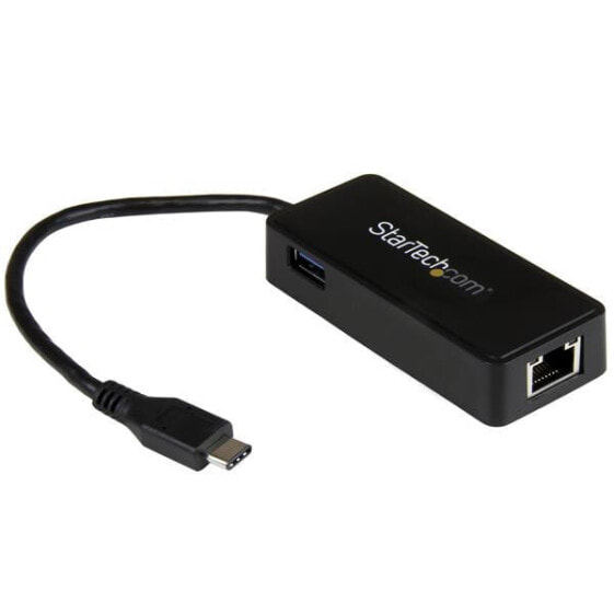 StarTech.com USB-C to Gigabit Network Adapter with Extra USB 3.0 Port - Wired - USB - Ethernet - 5000 Mbit/s - Black