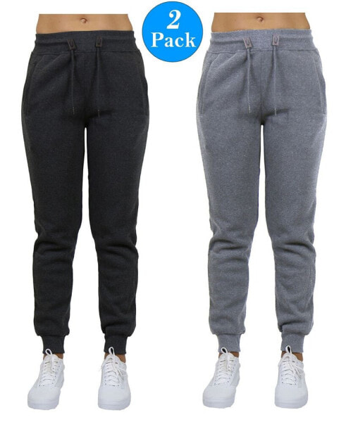 Women's Slim Fit Heavy Weight Fleece Lined Joggers - 2 Pack