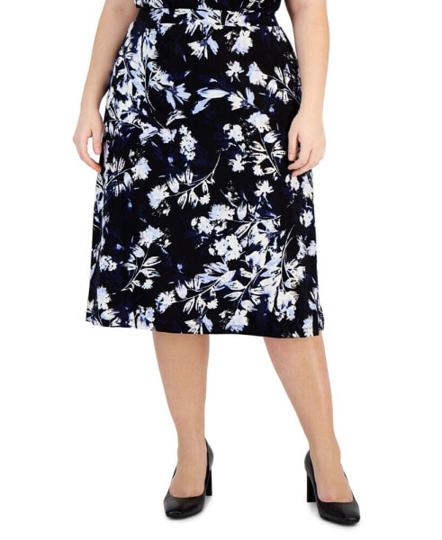 Юбка Kasper Floral-Print Flared Midi