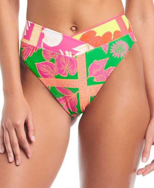 Women's V-Waist Printed High-Leg Bikini Bottoms, Created for Macy's