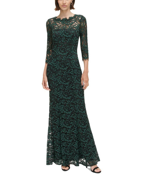 Women's Lace 3/4-Sleeve Mermaid Gown