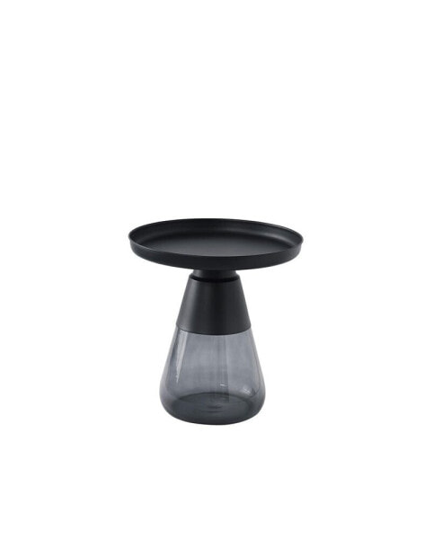 Smoke Glass Base With Black Painting Top Side Table, Living Room Sofa Table