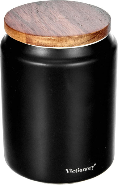 Villa d'Este Home Tivoli Gres Coffee Canister, Black, 11 x 15 cm