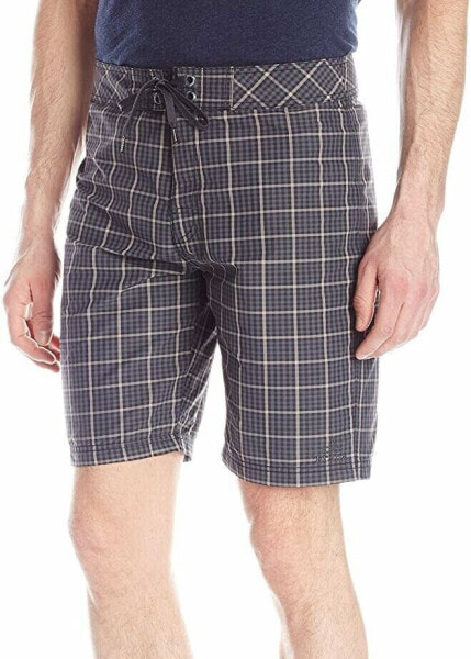 prAna 168757 Mens EL Porto Classic Casual Check Print Shorts Grey Size 28