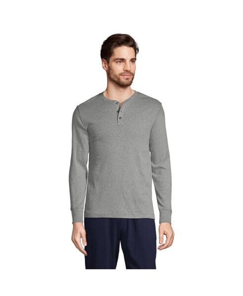 Men's Big & Tall Knit Rib Pajama Henley T-Shirt