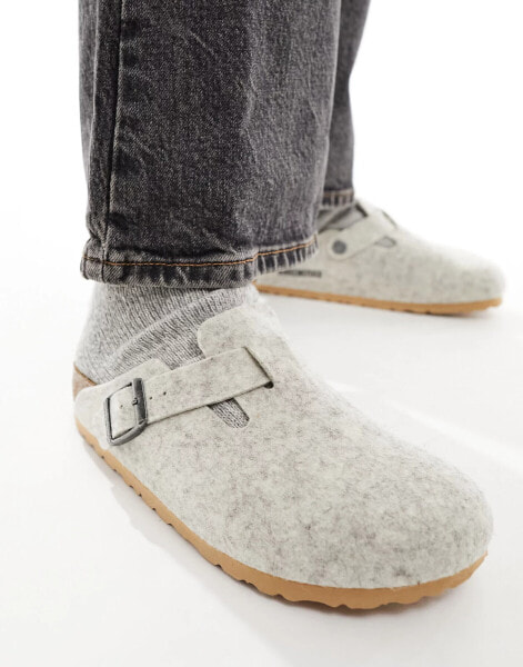 Birkenstock Boston clogs in eggshell wool