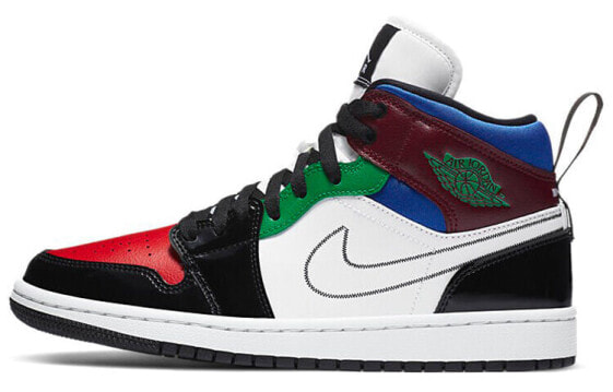 Кроссовки Nike Air Jordan 1 Mid SE Black White Multi-Color (Черно-белый)