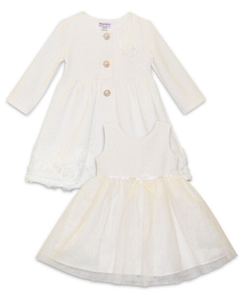Baby Girls Rosette Coat and Dress, 2 Piece Set