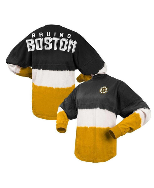 Длинная рубашка женская Spirit Jersey черная, золотая с эффектом омбре, Boston Bruins, с длинным рукавом