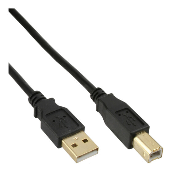 InLine USB 2.0 Cable Type A male / Type B female black - gold plated - 5m