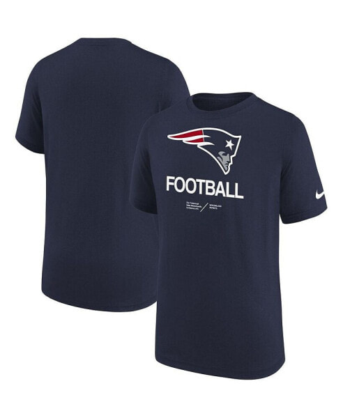 Big Boys Navy New England Patriots Sideline Legend Performance T-shirt