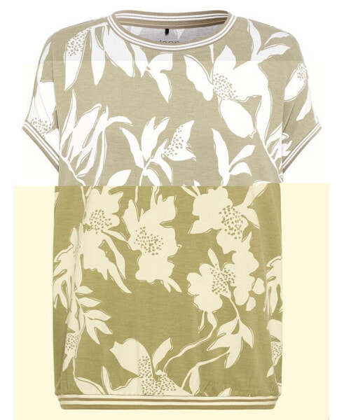 Women's Short Sleeve Abstract Floral Print T-Shirt containing LENZING[TM] ECOVERO[TM] Viscose