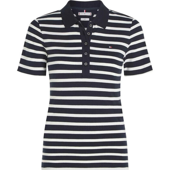 TOMMY HILFIGER 1985 Slim Pique Stripe short sleeve polo