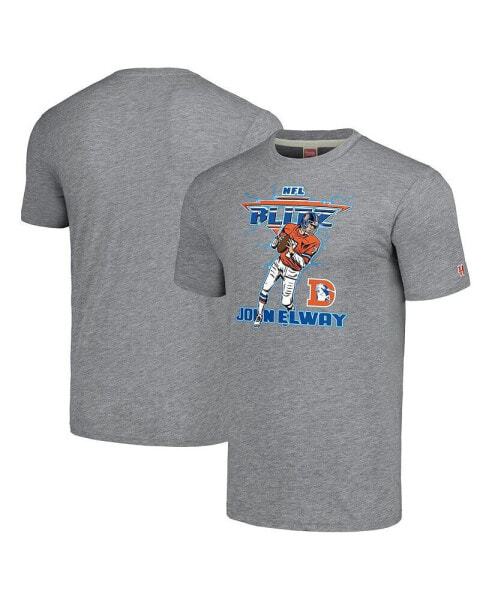 Men's John Elway Gray Denver Broncos NFL Blitz Retired Player Tri-Blend T-shirt