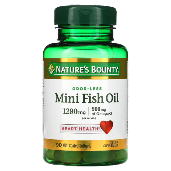 Odor-Less Mini Fish Oil, 1,290 mg, 90 Mini Coated Softgels (645 mg per Softgel)