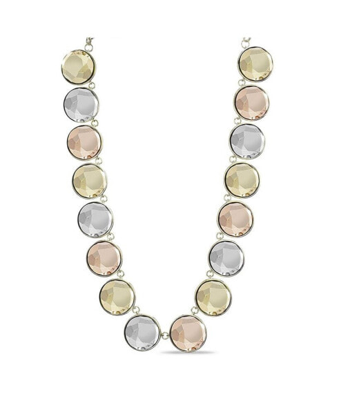 kensie gold-Tone, Rose Gold-Tone and Silver-Tone Circle Stone Necklace