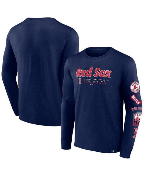 Men's Navy Boston Red Sox Strike the Goal Long Sleeve T-Shirt