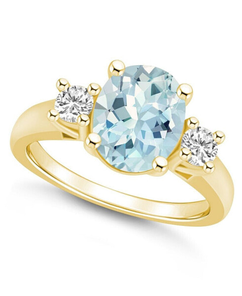 Aquamarine and Diamond Ring (2-1/2 ct.t.w and 1/3 ct.t.w) 14K Yellow Gold